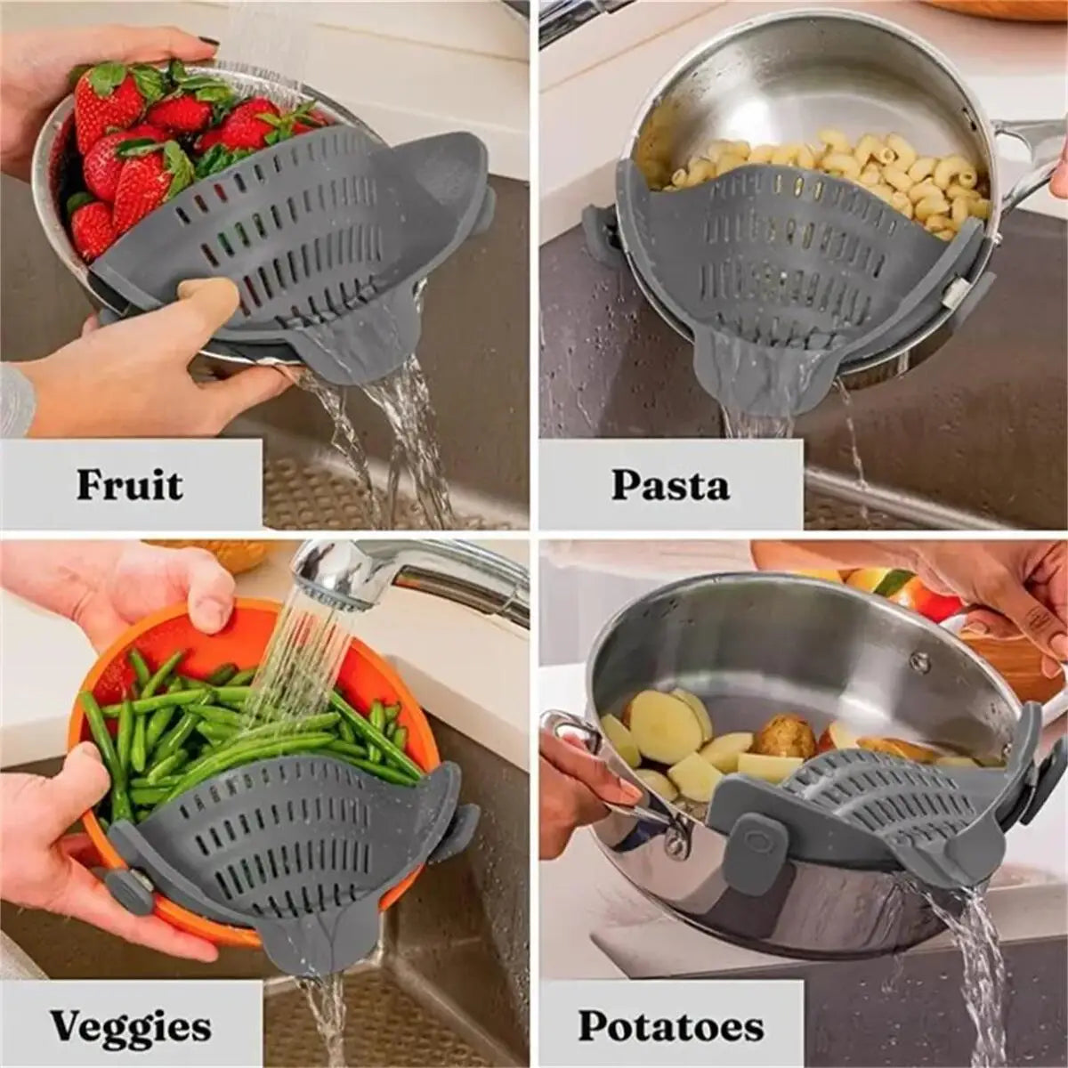 Clip-On Pot Strainer — Drain in Seconds