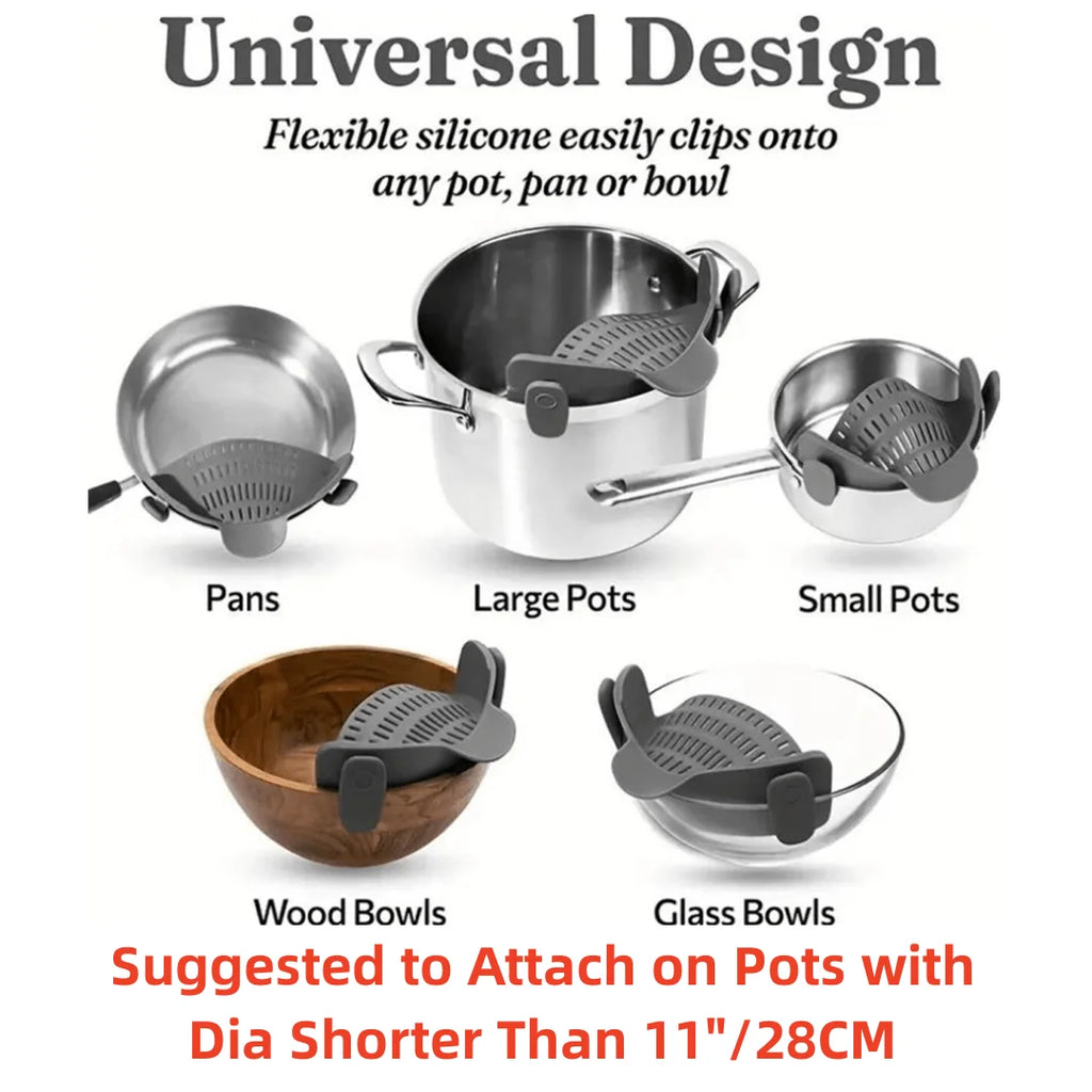 Clip-On Pot Strainer — Drain in Seconds