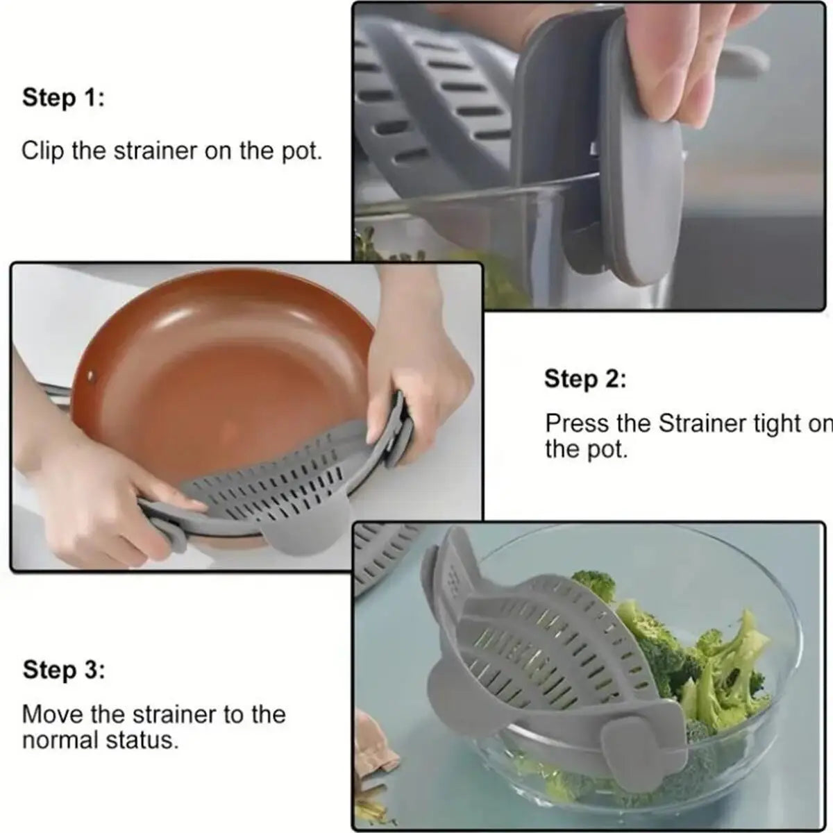 Clip-On Pot Strainer — Drain in Seconds